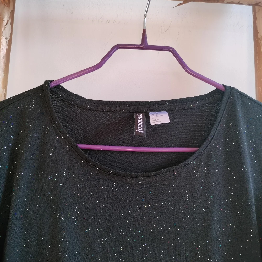 🌹The Quiet Luxury Collection🌹 H&M Black Jersey Sparkle Blouse - Picture 13 of 14